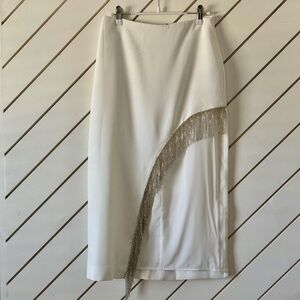 NBD - Robb Fringe Skirt - White - Size S - NWT